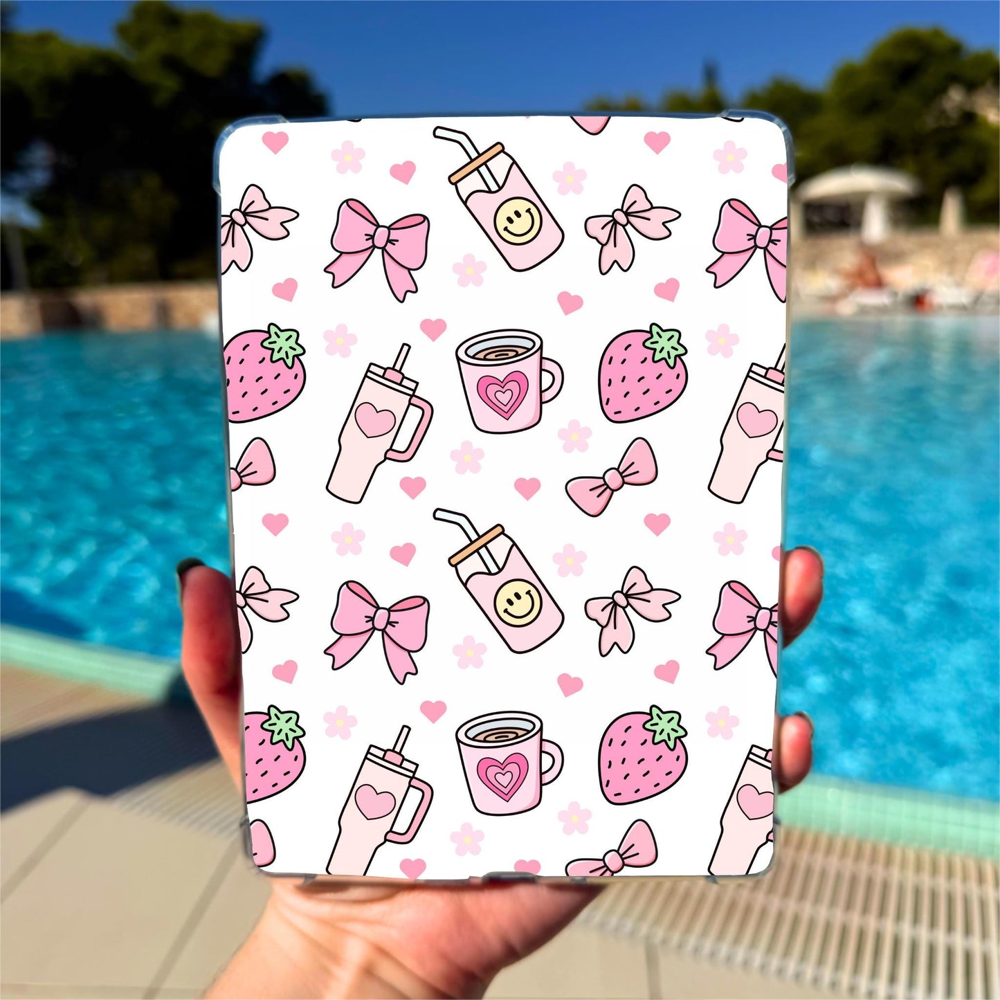 Kindle Clear Case Insert | Strawberry Bows by The Saltwater Press
